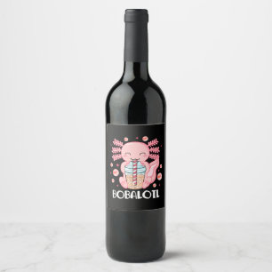 Étiquette Pour Bouteilles De Vin Thé à bulles drôle d'Axolotl