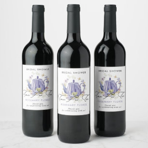 Étiquette Pour Bouteilles De Vin Thé à la Mariée Théière Violette