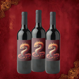 Étiquette Pour Bouteilles De Vin The golden serpent dragon.