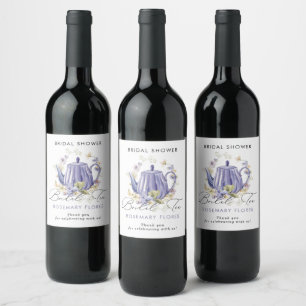 Étiquette Pour Bouteilles De Vin Théière Violette Thé de Mariage Théière de Mariage