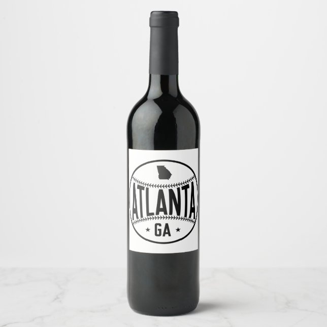 Étiquette Pour Bouteilles De Vin Thème de baseball Atlanta (Devant)