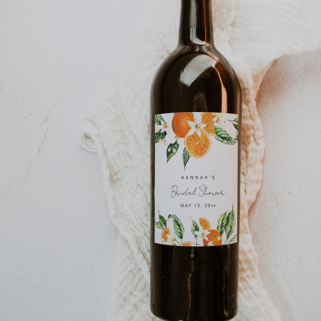 Étiquette Pour Bouteilles De Vin Thème de mariage citrus pour fête prénuptiale (Créateur téléchargé)
