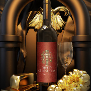 Étiquette Pour Bouteilles De Vin Thème de Noël Casse-Noisette Typographie rétro