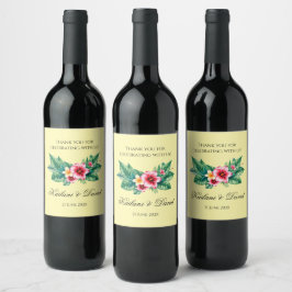 Étiquette Pour Bouteilles De Vin Thème mariage à fleurs tropicales