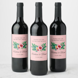 Étiquette Pour Bouteilles De Vin Thème mariage à fleurs tropicales
