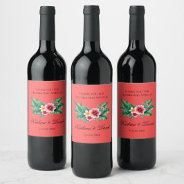 Étiquette Pour Bouteilles De Vin Thème mariage à fleurs tropicales