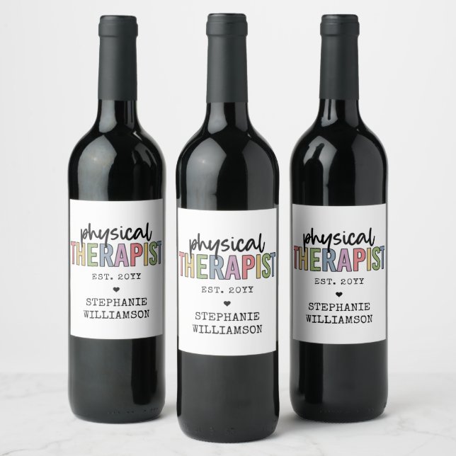 Étiquette Pour Bouteilles De Vin Thérapeute physique sur mesure PT Diplômes (Bouteilles)