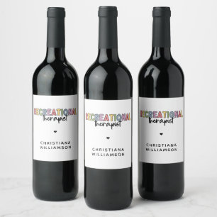 Étiquette Pour Bouteilles De Vin Thérapiste récréatif personnalisé