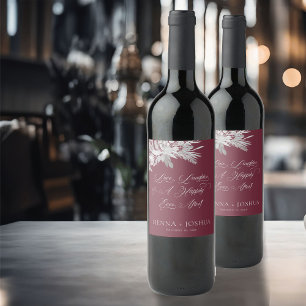 Étiquette Pour Bouteilles De Vin Toast Mariage Botanique Gris Foliage Duet Bourgogn