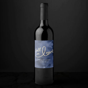 Étiquette Pour Bouteilles De Vin Tomber amoureux de l'automne   Mariage bleu marine