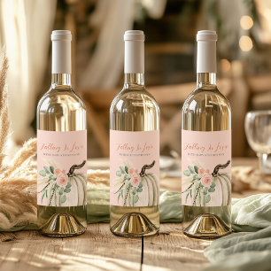 Étiquette Pour Bouteilles De Vin Tomber dans l'amour Baby shower Citrouille rose fl