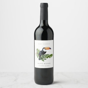 Étiquette Pour Bouteilles De Vin Toucan de la forêt tropicale humide Baby Shower