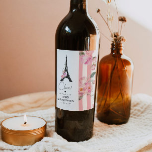 Étiquette Pour Bouteilles De Vin Tour eiffel à thème Paris douche noire rose