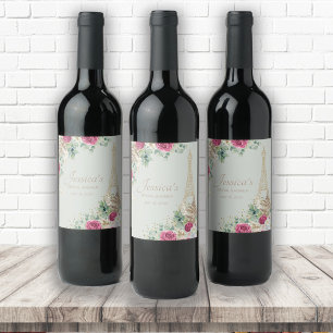 Étiquette Pour Bouteilles De Vin Tour Eiffel Paris Mint Fête des mariées verte