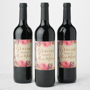 Étiquette Pour Bouteilles De Vin Tour Eiffel vintage Chic Chic Rose rose