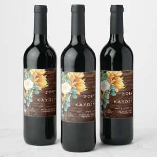 Étiquette Pour Bouteilles De Vin Tournée de pays audacieux   Mariage bois
