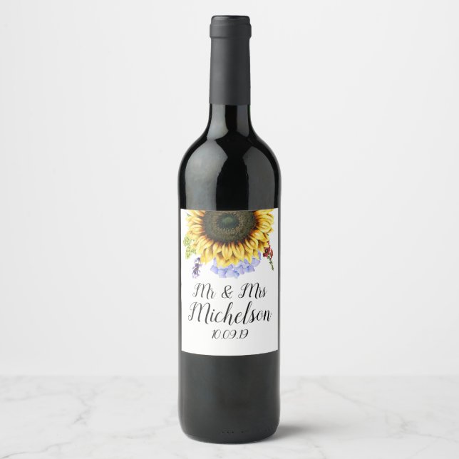 Étiquette Pour Bouteilles De Vin Tournesol (Devant)