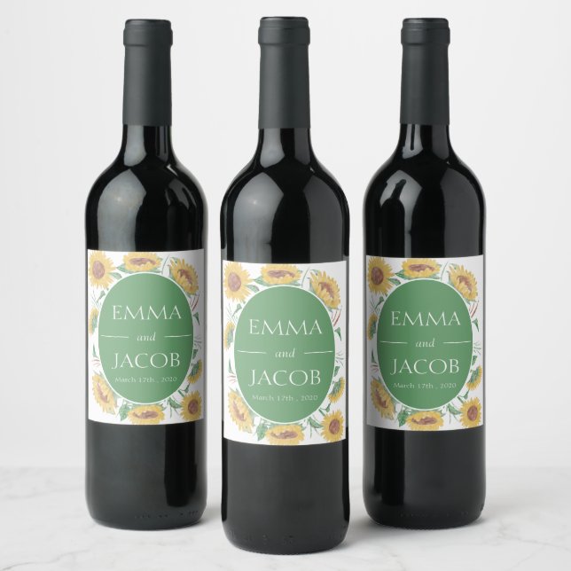 Étiquette Pour Bouteilles De Vin Tournesol (Bouteilles)