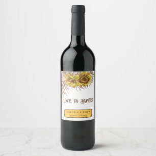 Étiquette Pour Bouteilles De Vin Tournesol de moutarde rustique