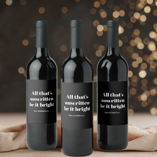 Étiquette Pour Bouteilles De Vin "Tout ce qui n'est pas écrit, noir et blanc brilla