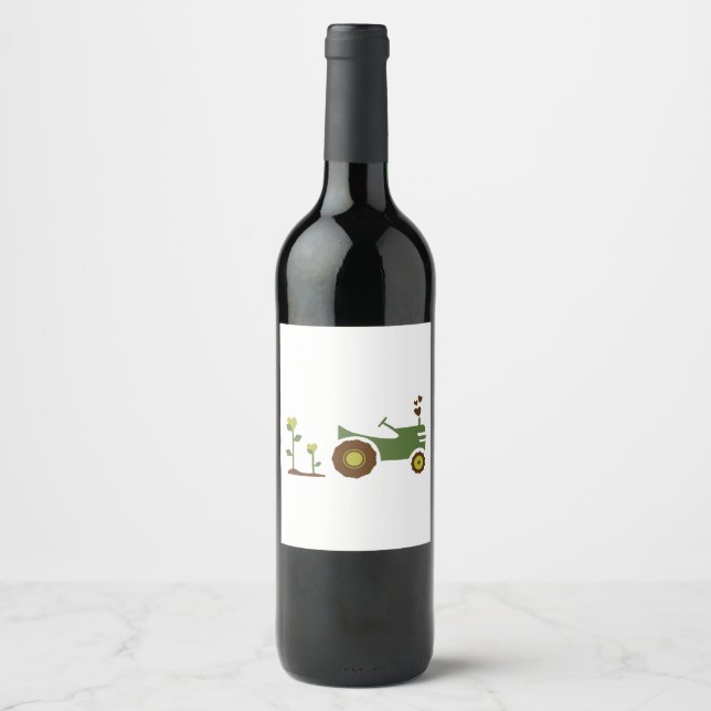 Étiquette Pour Bouteilles De Vin Tracteur agricole (Devant)