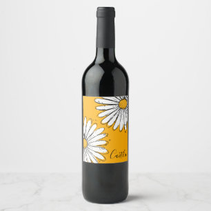 Étiquette Pour Bouteilles De Vin Trending Daisy Orange Inky Art