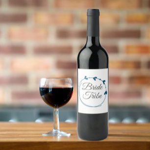 Étiquette Pour Bouteilles De Vin Tribe de mariée mariage Turquoise couronne de coeu
