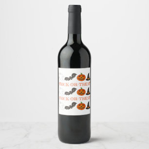 Étiquette Pour Bouteilles De Vin Trick or Treat Halloween Party Ghost Witch Bat