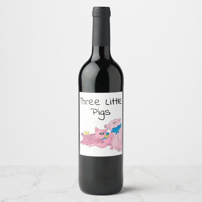 Étiquette Pour Bouteilles De Vin Trois petits cochons (Devant)