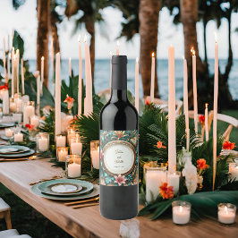 Étiquette Pour Bouteilles De Vin Tropical Elegance Round Frame