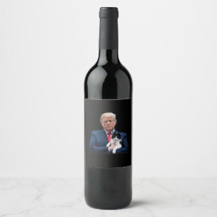 Étiquette Pour Bouteilles De Vin Trump 2024 Chat MAGA Drôle Trump Chat
