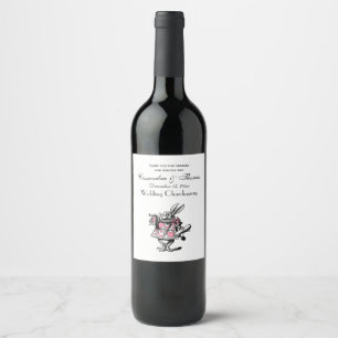 Étiquette Pour Bouteilles De Vin Trumpeter Alice de la Cour du lapin blanc au pays