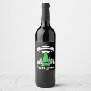 Étiquette Pour Bouteilles De Vin UFO, funny UFO, flying saucer, alien abduction