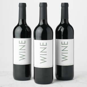 Étiquette Pour Bouteilles De Vin Ultra moderne Gras Sage Vert Monogramme Simple