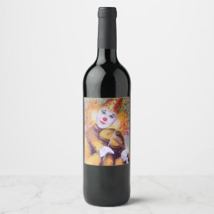 Étiquette Pour Bouteilles De Vin Un clown doux jouant du violon