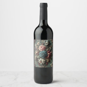 Étiquette Pour Bouteilles De Vin Un Dirge Dérangé - Design Floral Gothique