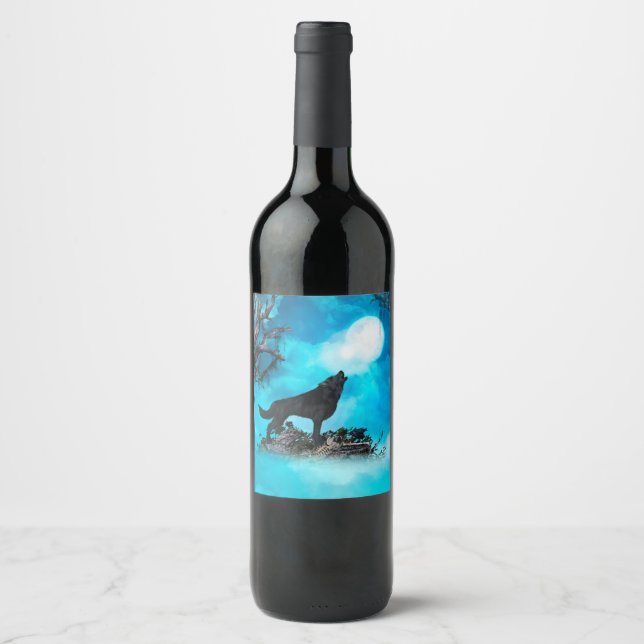 Étiquette Pour Bouteilles De Vin Un loup génial (Devant)
