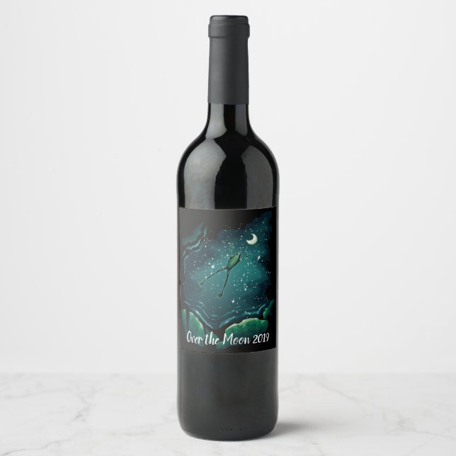 Étiquette Pour Bouteilles De Vin Un saut sur la lune (Devant)