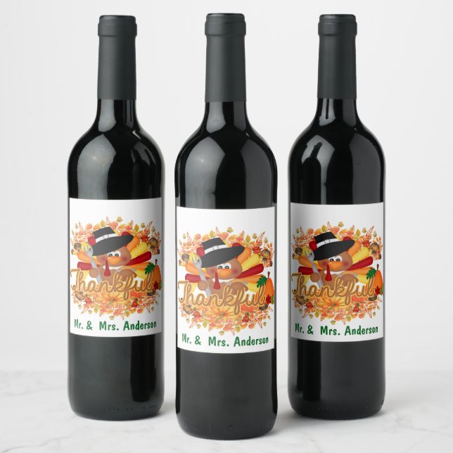 Étiquette Pour Bouteilles De Vin Un Thanksgiving Remerciant (Bouteilles)