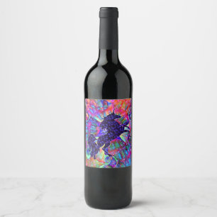 ÉTIQUETTE POUR BOUTEILLES DE VIN UNICORN OF THE UNIVERSE MULTICOLORED