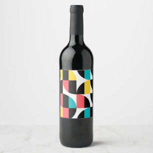 Étiquette Pour Bouteilles De Vin Urbain, tendance, coloré, motif graphique moderne