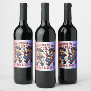 Étiquette Pour Bouteilles De Vin USA 250th Anniversary Souvenir - Patriotique