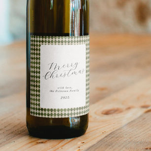Étiquette Pour Bouteilles De Vin Vacances de Noël vert rustique