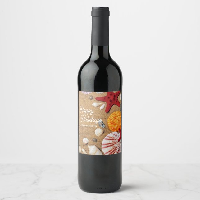 Étiquette Pour Bouteilles De Vin Vacances estivales côtières maritimes tropicales (Devant)