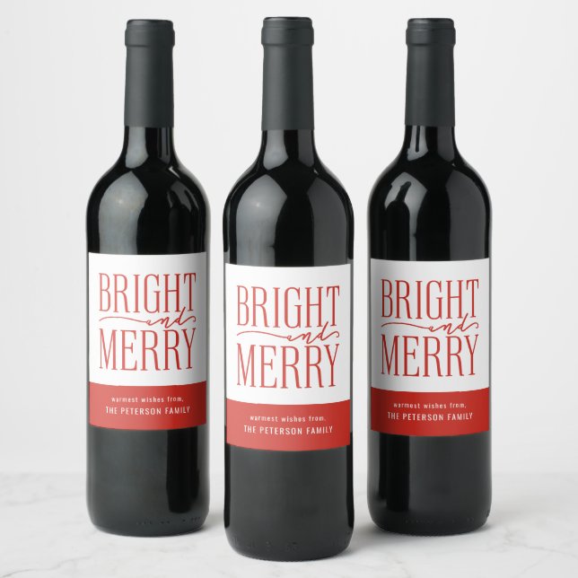Étiquette Pour Bouteilles De Vin Vacances rouges modernes et lumineuses (Bouteilles)