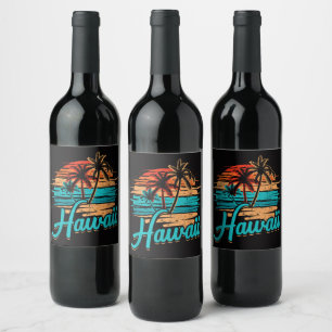Étiquette Pour Bouteilles De Vin Vacances tropicales à Hawaii îles Hawaïennes