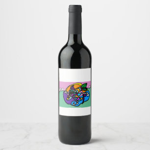 Étiquette Pour Bouteilles De Vin Vague de dauphin