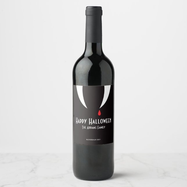 Étiquette Pour Bouteilles De Vin Vampire Fang Vin Étiquette (Devant)