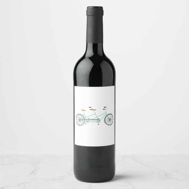 Étiquette Pour Bouteilles De Vin Vélo Tandem (Devant)