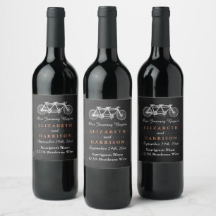 Étiquette Pour Bouteilles De Vin Vélo Tandem Sur Mariage Chalkboard